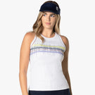 Lucky in Love Women's Electric Toile Between The Lines Tank - White/Navy