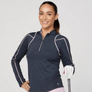 Sofibella Women's Shades of Pink Longsleeve 1/2 Zip - Black Melange