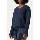 Fila Women's Casa Baseline Chunky V-Neck Sweater - Fila Navy