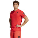 adidas Men's Club 3 Stripe Tee - Semi Lucid Red