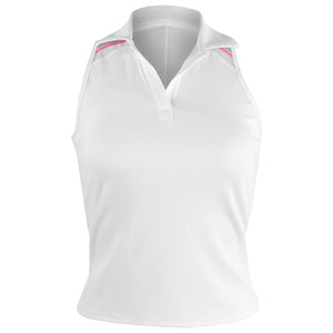 Lucky In Love Women's Winning Streak Sleeveless Polo - White