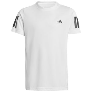 adidas Junior Club 3 Stripe Tee - White/Black