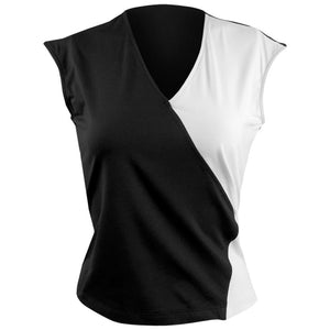 Sofibella Women's Monochrome Cap Sleeve Top - Black/White